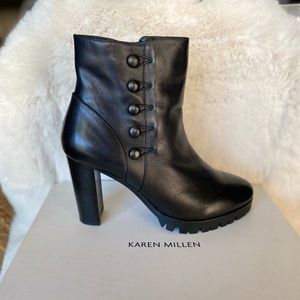 Karen Millen - platform leather lug-heeled ankle boot EUR 39